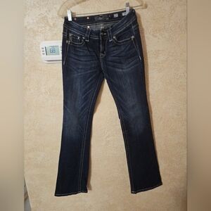 Miss Me Blue Boot Cut Jeans with Classic Indigo Finish, Size 27